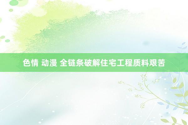 色情 动漫 全链条破解住宅工程质料艰苦